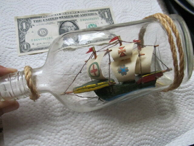 Beautiful Vintage Classic 3-dimensional "ship In A Bottle", Gift, Maritime Naval