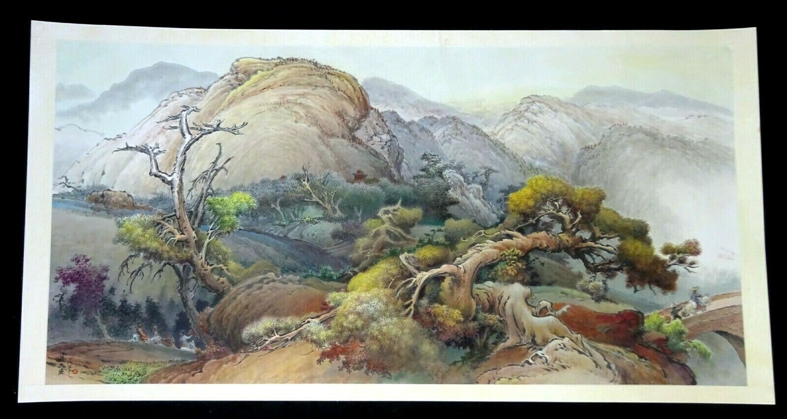 1970s Modern Chinese Painting Scroll Landscape By Yue Tin Mui (1892-1985)(kal)