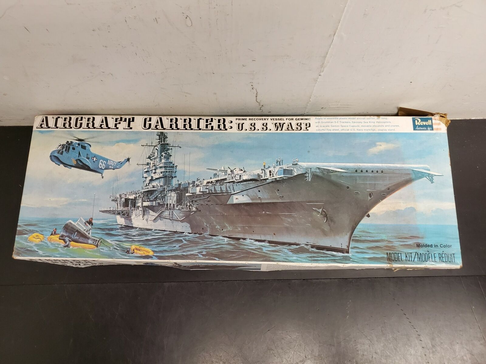 Vtg Revell Aircraft Carrier: U.s.s Wasp-prime Recovery Vessel For Gemini!vf Cond